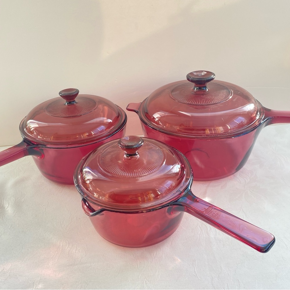 Corelle Visions Visionware 6 pc Cranberry Saucepan Set